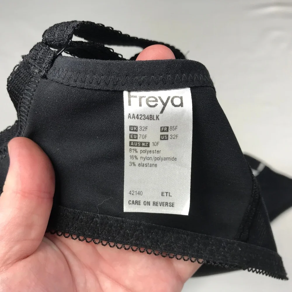 Freya Deco Moulded Plunge Bra Black Underwired T-Shirt Bra AA4234BLK 32F